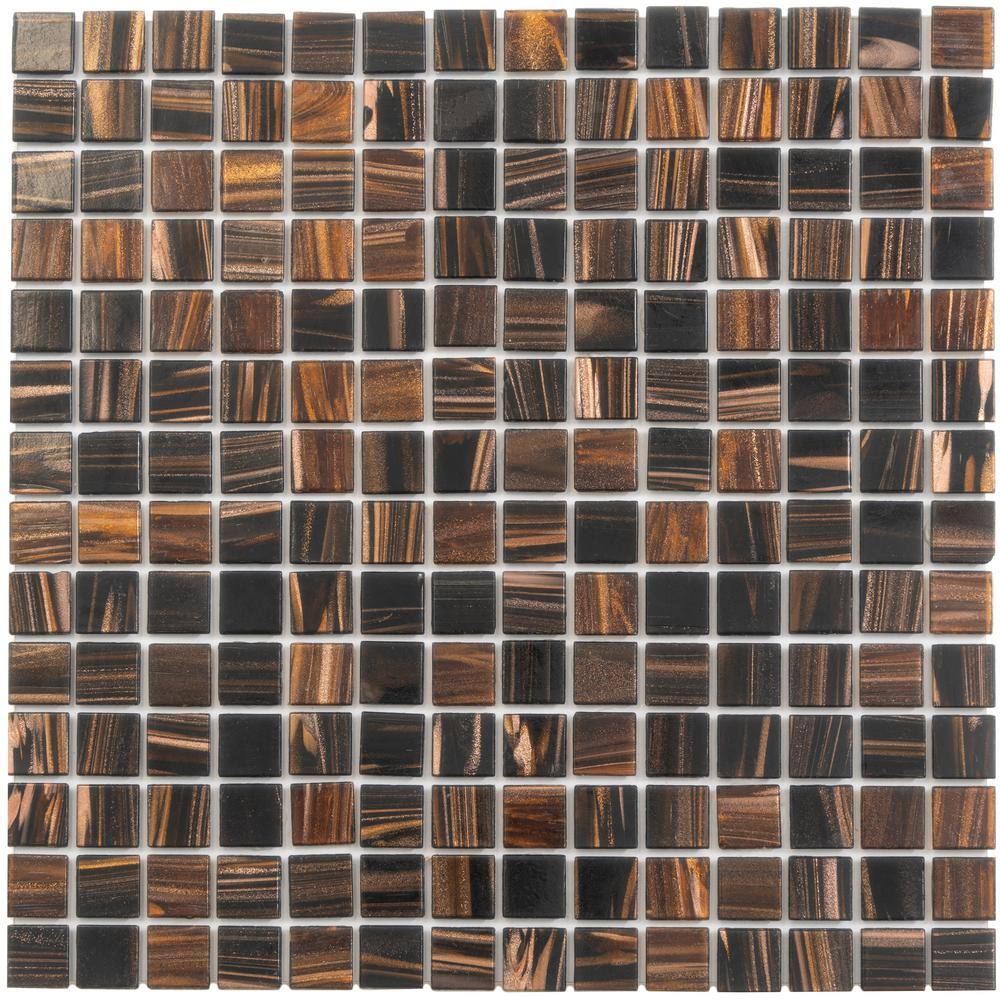 Mingles 12" x 12" Iridescent Brown Glass Mosaic Tile