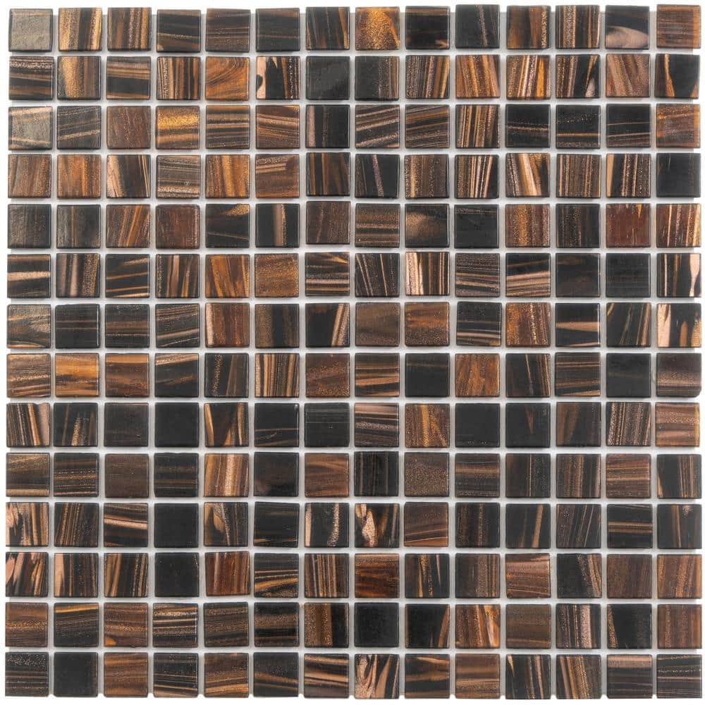 "Mingles 4"" x 6"" Glossy Bark Brown Glass Mosaic Uniform square Wall and Floor Sample Tile (0.13 sq. ft./Piece) (1-Pack)" price history on PriceWatchPro