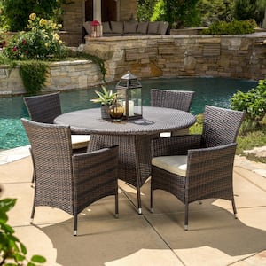 Rodgers Multi-Brown 5-Piece Faux Rattan Outdoor Patio Dining Set