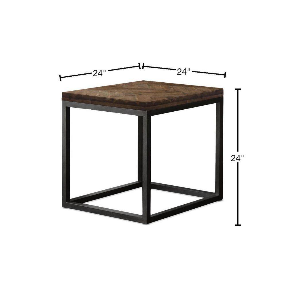 Lorenza Square Acacia Wood and Steel End Table