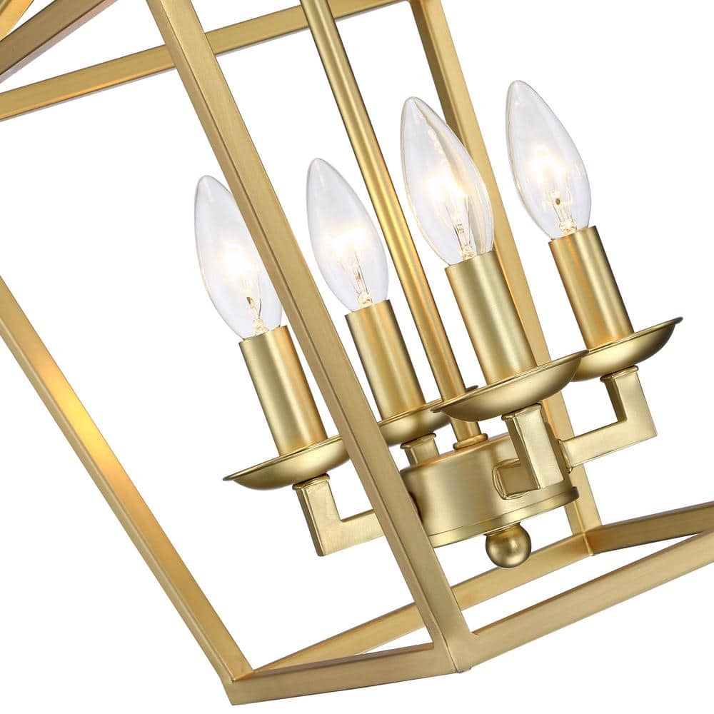 12" Gold Geometric 4-Light Pendant with Adjustable Chain