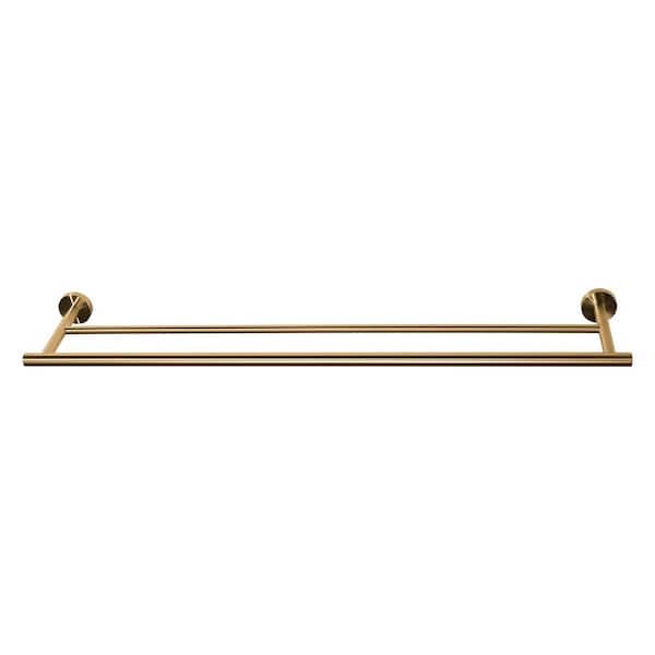 Round 32 in. Wall Mounted Single Towel Bar in Brushed Gold