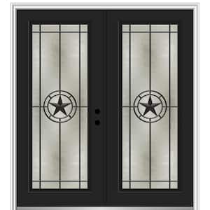 Elegant Star 64 in. x 80 in. Left-Hand/Inswing Full Lite Decorative Glass Black Painted Fiberglass Prehung Front Door