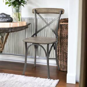 Brown And Gray Wood Cross Back Side Chair (Set Of 2)