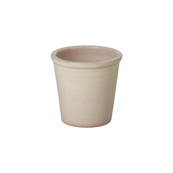 Emissary Pail 8 in. L x 7 in. H Cream Ceramic Round Planter with Drainage Hole