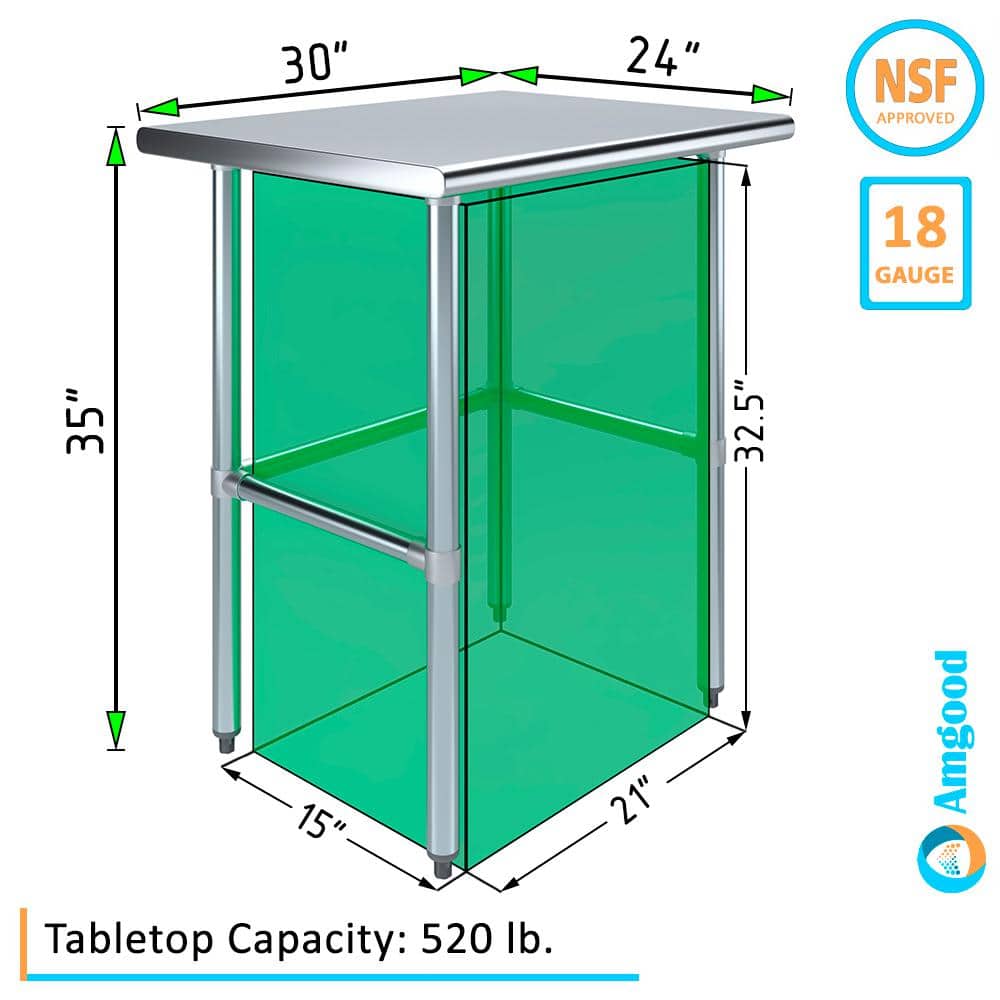 30" Stainless Steel Work Table with Galvanized Legs