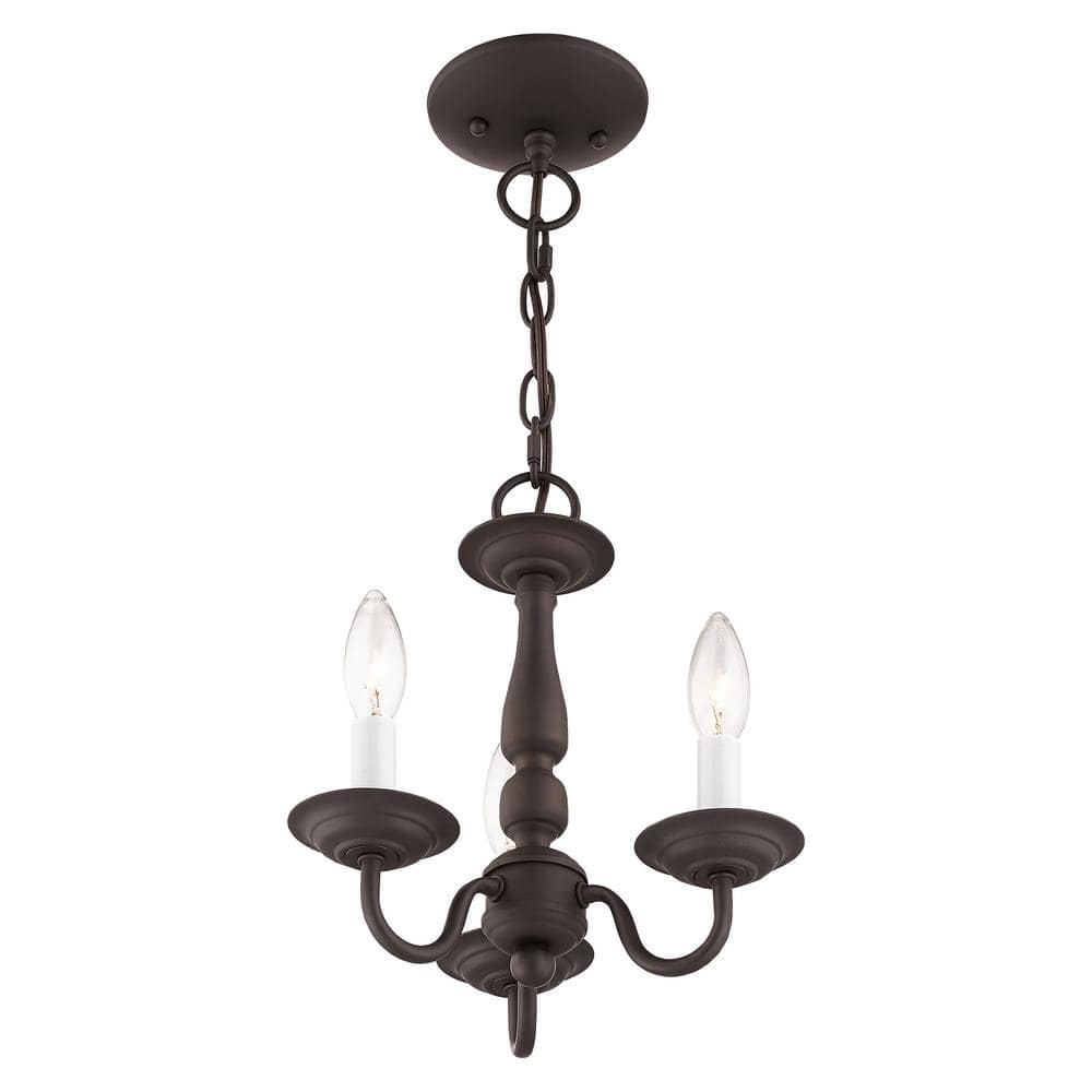 Elegant Mini 3-Light Bronze Candle Chandelier