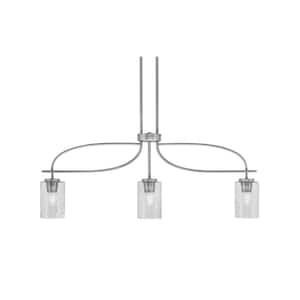 Olympia 14 in. 3-Light Chandelier Graphite Smoke Bubble Glass Shade