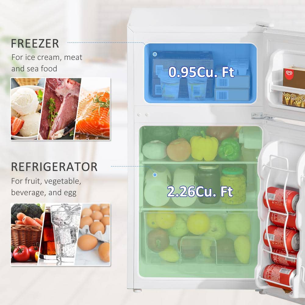 Compact White Smart Mini Fridge with Freezer
