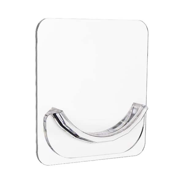 2-Pack Adhesive Shower Curtain Rod Holder No-Drill Clear Nano-Adhesive 20 lb. Tension Support Bracket