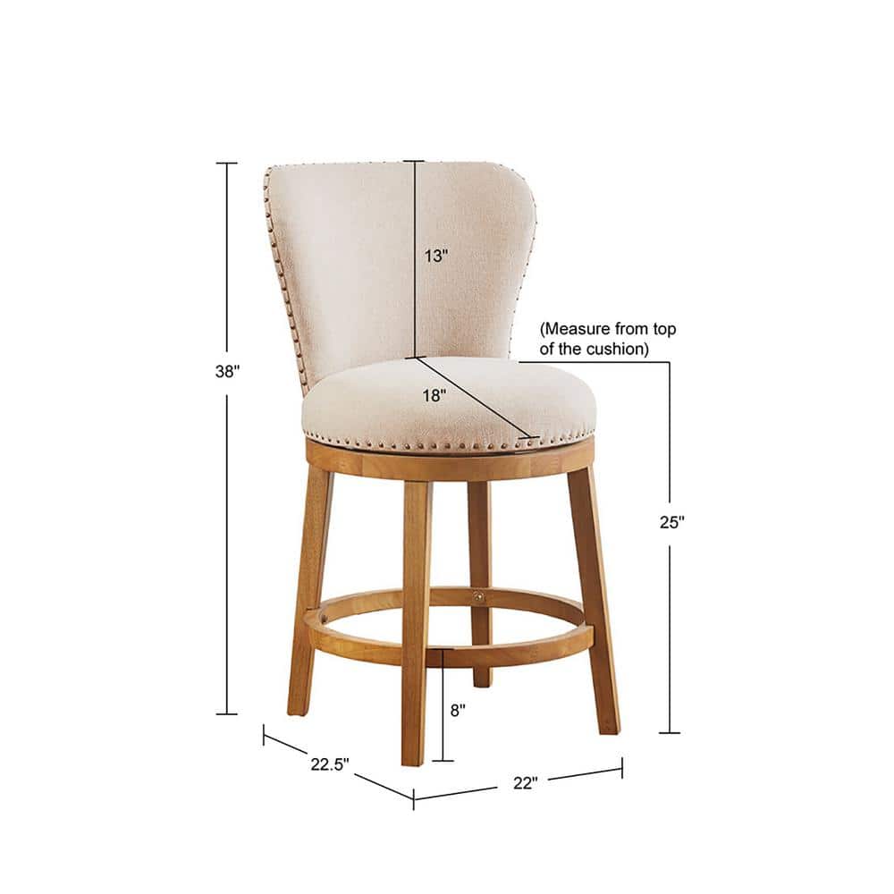 Stewart Light Wood and Cream Swivel Counter Stool