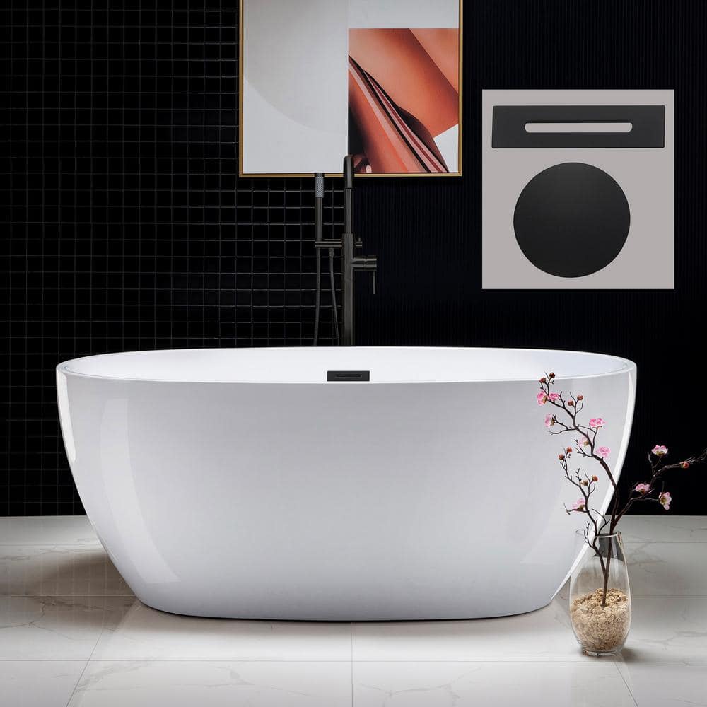 WOODBRIDGE Berck 59 in. Acrylic FlatBottom Double Ended Bathtub