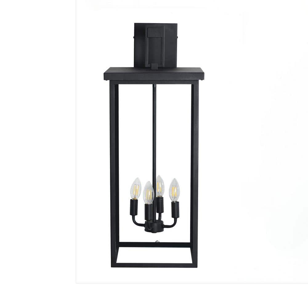 4-Light Black Iron Outdoor Wall Light (No Bulbs)