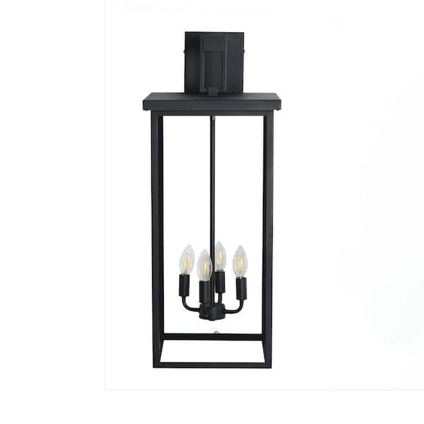 Unbranded 4-Light Black Iron Outdoor Wall Light (No Bulbs)