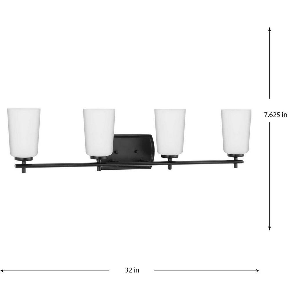 Adley Matte Black 4-Light Vanity Fixture with Opal Glass Shades