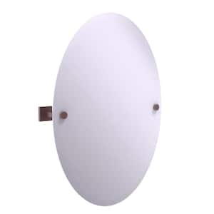 Montero Collection Contemporary Frameless Oval Tilt Mirror with Beveled Edge in Antique Copper