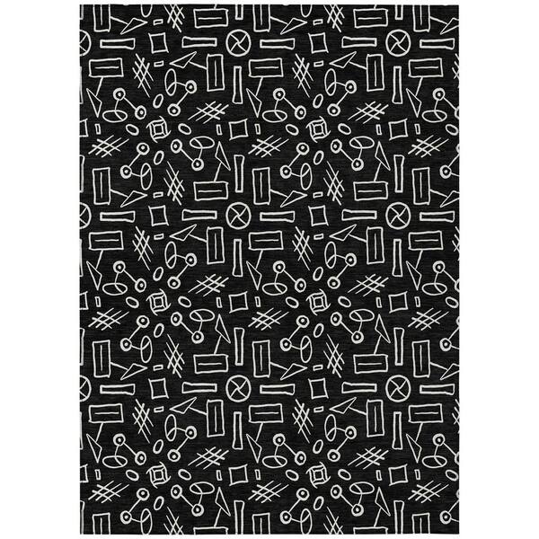Chantille Machine Washable Indoor/Outdoor Abstract ACN2825 Black 10 ft. x 14 ft. Area Rug