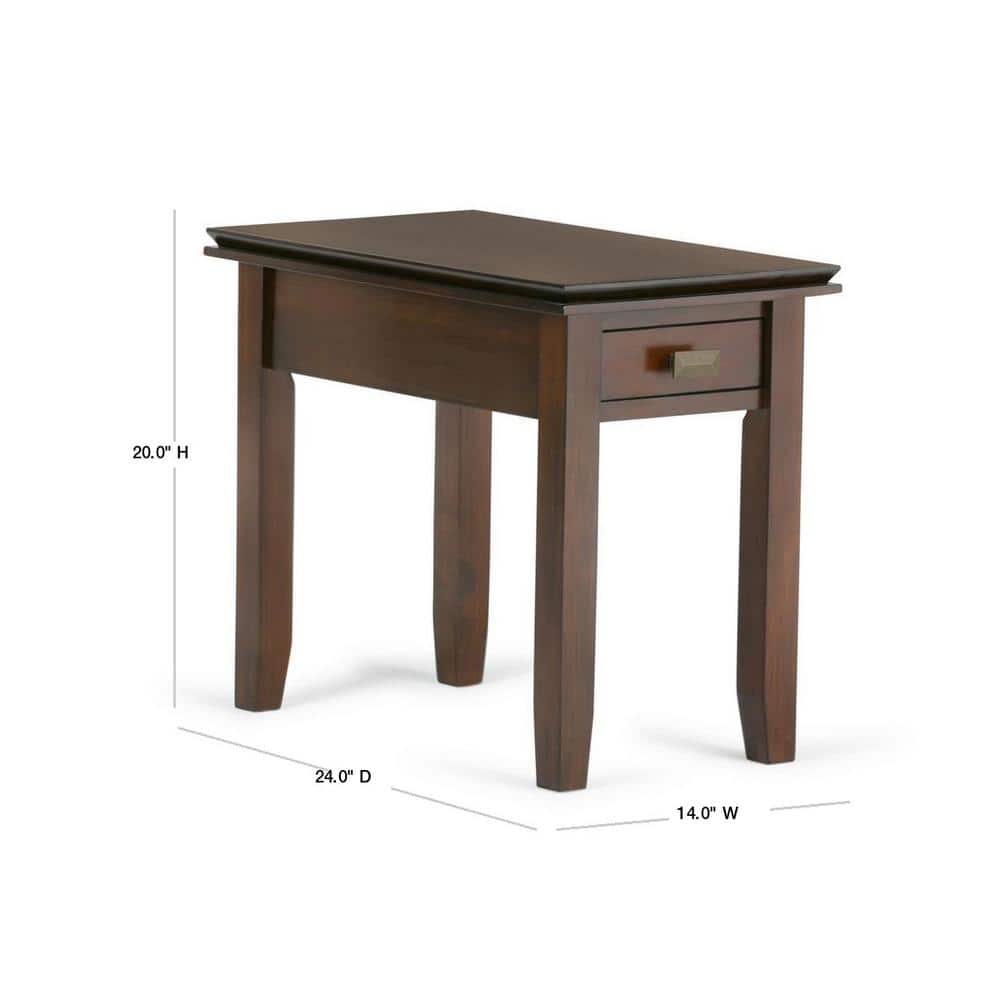 Artisan Russet Brown Wood Narrow End Table with Drawer