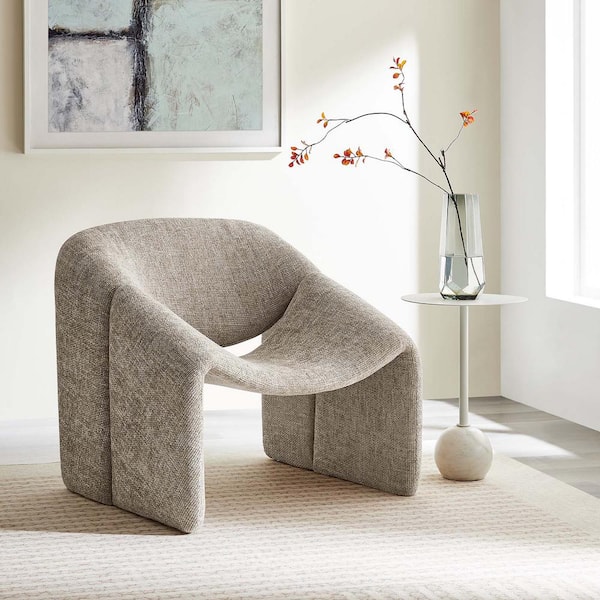 Vivi Chenille Upholstered Accent Arm Chair in Khaki