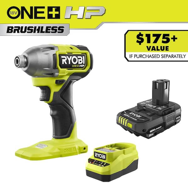 ONE+ HP 18V Brushless Cordless 1/4 in. Impact Driver with FREE 2.0 Ah Battery and Charger