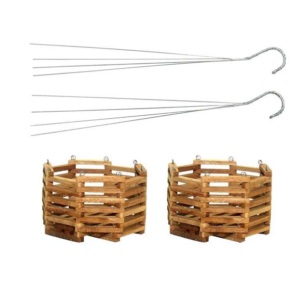 Better-Gro 6 in. Wooden Octagon Hanging Baskets (2-Pack)