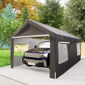 10 ft. x 20 ft. Outdoor Gray Roof Canopy Tent Heavy-Duty Steel Carport with Removable Sidewalls