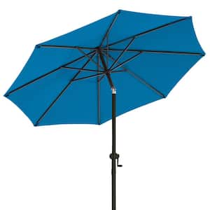 9 ft. Aluminum Market Umbrella Outdoor Patio Umbrella with Push Button Tilt Crank Garden, Lawn Pool in Royal Blue