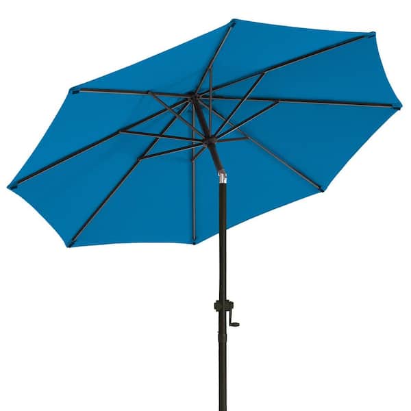 PASAMIC 9 ft. Market Umbrella Outdoor Patio Umbrella with Push Button Tilt Crank Garden, Lawn Pool in Royal Blue