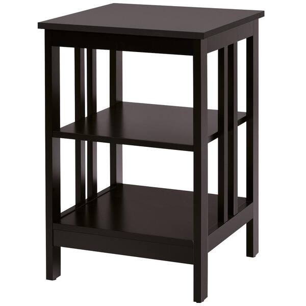 Homestock Espresso Narrow End Table with Storage, Flip Top Narrow Side Tables for Small Spaces, Slim End Table with Storage Shelf, Brown