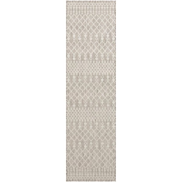 Positano Light Grey 2 ft. x 12 ft. Moroccan Contemporary Runner Area Rug