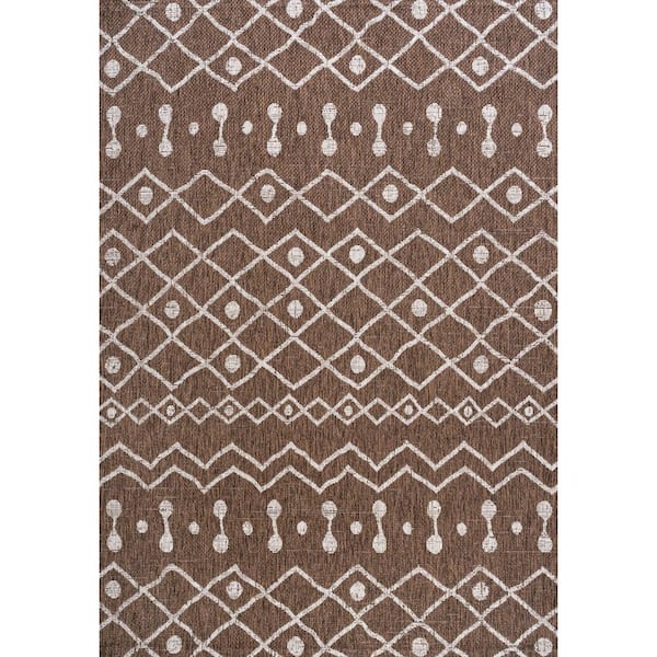 Nokat Tribal Bohemian Brown/Beige 3 ft. x 5 ft. Indoor/Outdoor Area Rug