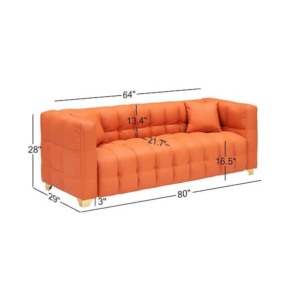 Z-joyee 80 in. Wide Square Arm Faux Leather Rectangle Modern