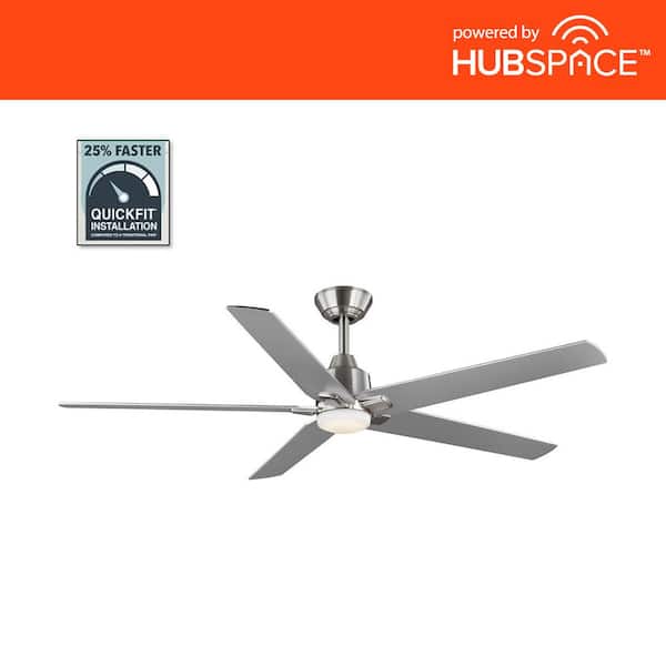 Home Decorators Collection Vinwood 56 in. Indoor White Color Changing LED Brushed Nickel Smart Hubspace Ceiling Fan with Remote Control