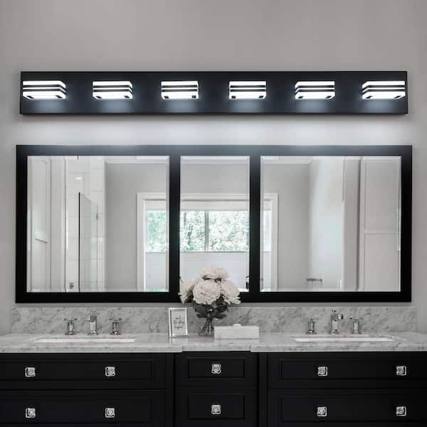 Black The 6-Light Light in. Home Light-YDW1-930 Vanity LED Metal Depot 32.28 - Bar Tidoin
