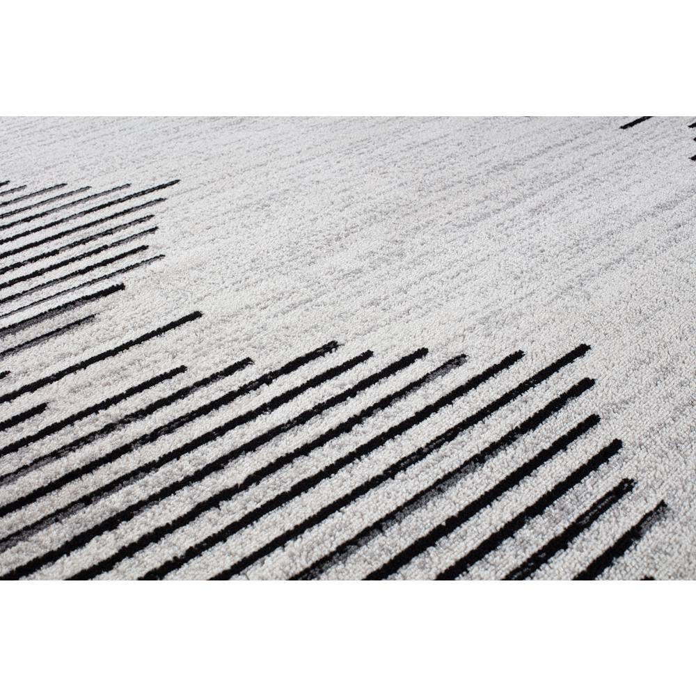 Cream and Beige Synthetic Stripe Runner Rug 2'x7'