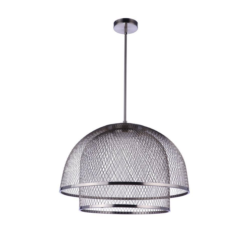 Brushed Polished Nickel Mesh Dome LED Pendant Light
