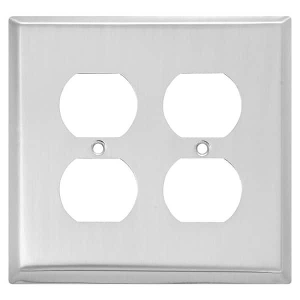 Stanley-National Hardware Metallic 2-Gang Duplex Outlet Wall Plate