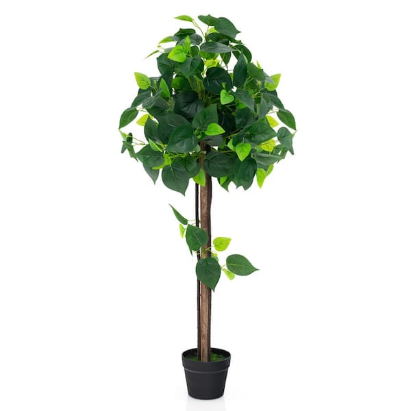 ANGELES HOME 45 in. Artificial Hydrangea Tree in Pot, Indoor Outdoor Decorative Faux Fake Tree Plant