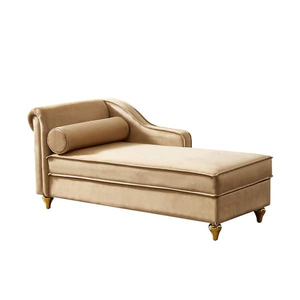 Harper & Bright Designs Modern Khaki Soft Velvet Chaise Lounge