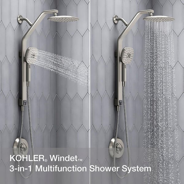 Windet Showering Rail Combo in Vibrant Brushed Nickel