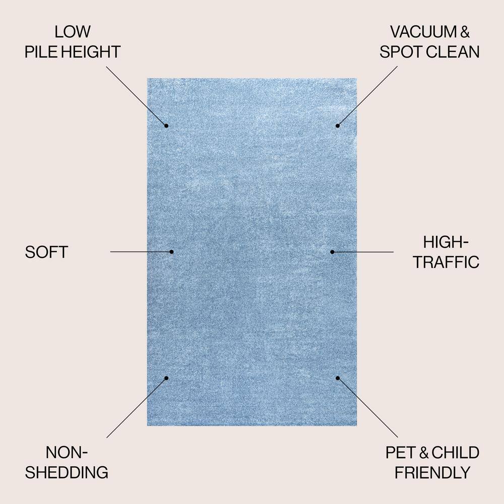 Classic Blue Synthetic Low-Pile Rectangular Area Rug, 3' x 5'