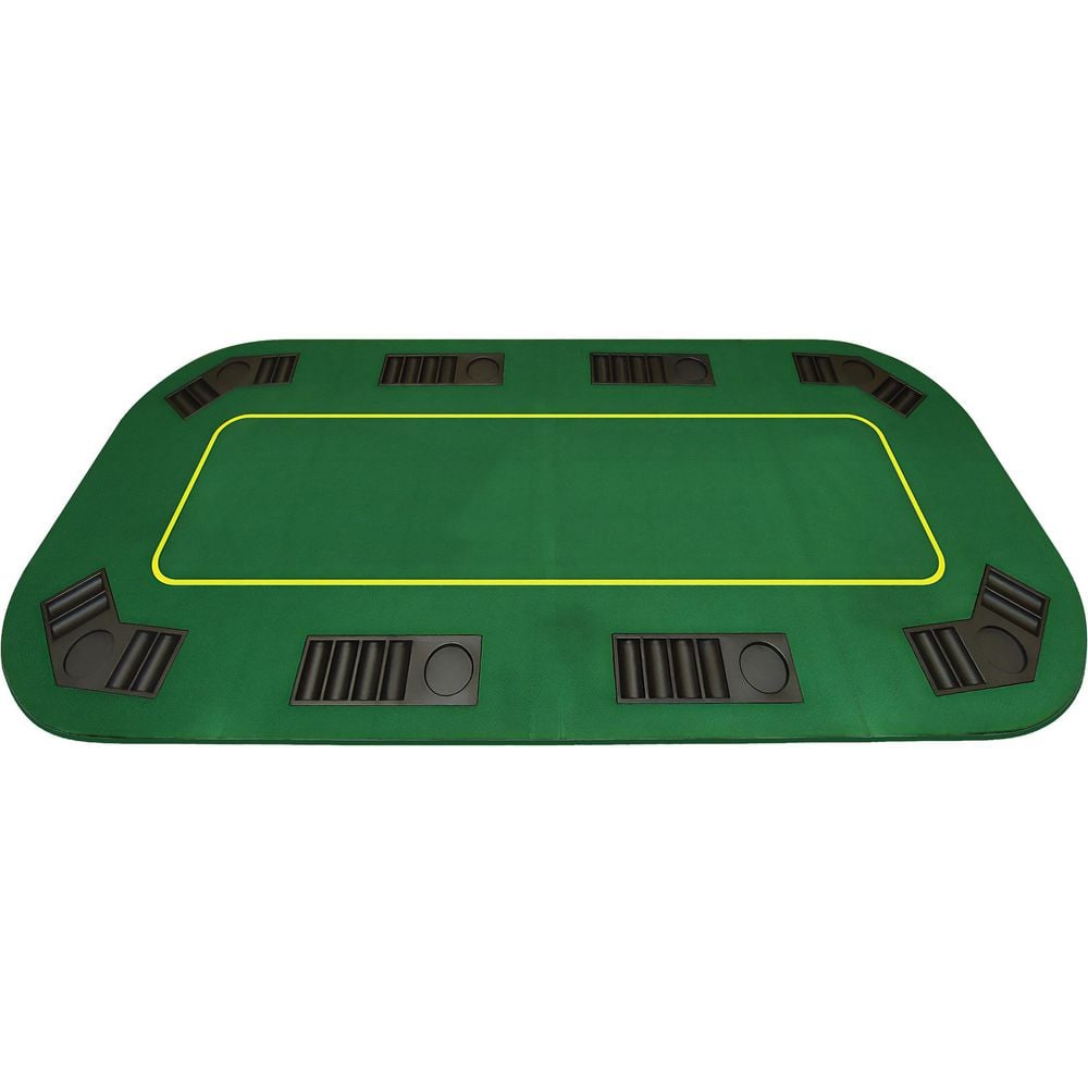 Green 80-Inch Foldable Poker Tabletop with Cup Holders
