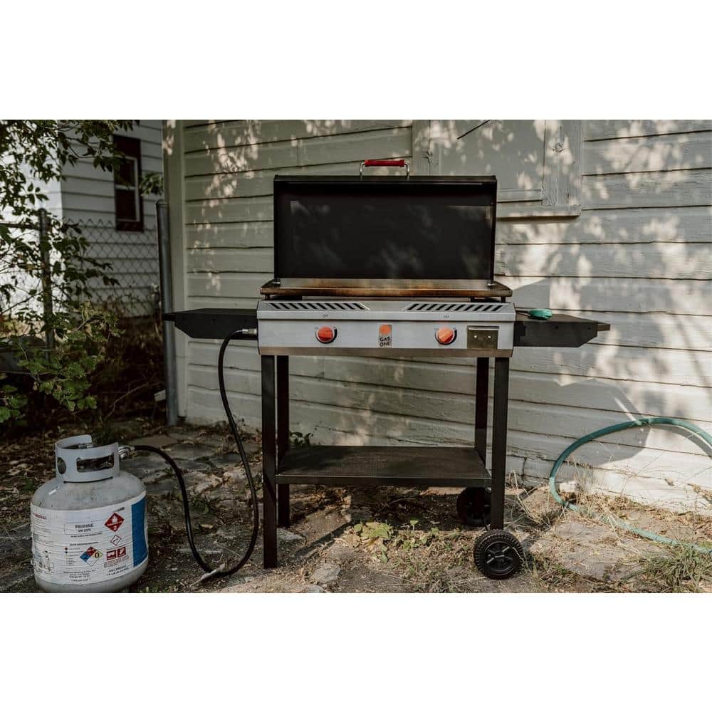 Black 2-Burner Propane Gas Grill with Side Shelves