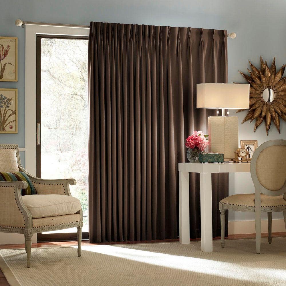 Eclipse Espresso Woven Thermal Blackout, Patio Door Coverings For Winter