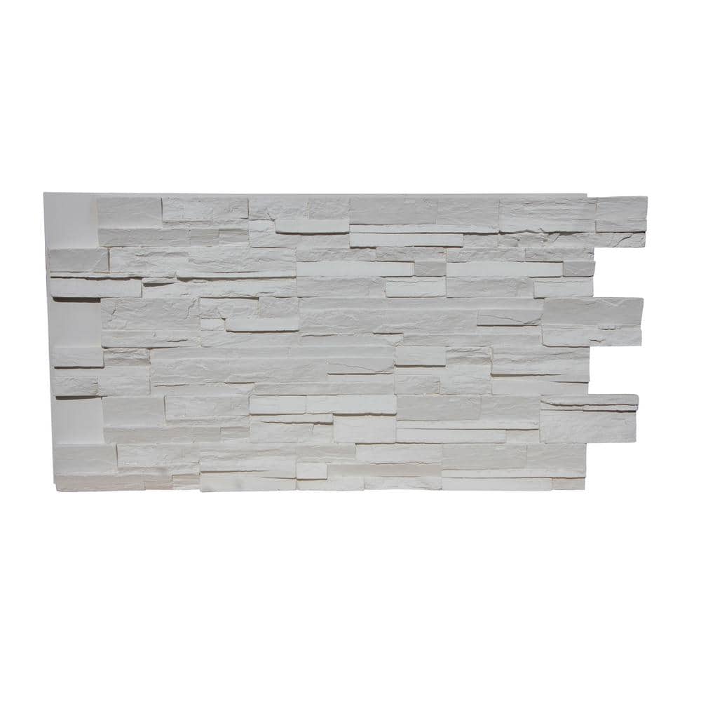 TRITAN BP Stack Stone 48 in. x 24.25 in. Polyurethane Interlocking Siding  Panel Finished in Coconut White TDS-4824-CWE - The Home Depot