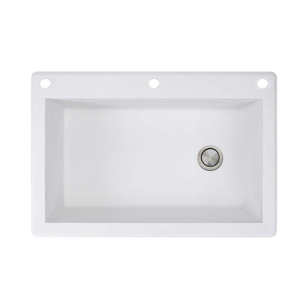 White Granite 33'' Single Bowl Drop-In Kitchen Sink