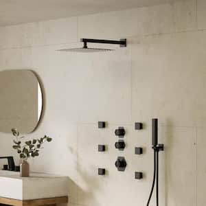 Module Switch 5-Spray Dual Wall Mount 12 in. Fixed and Handheld Shower Head 2.5 GPM in Matte Black Valve Include