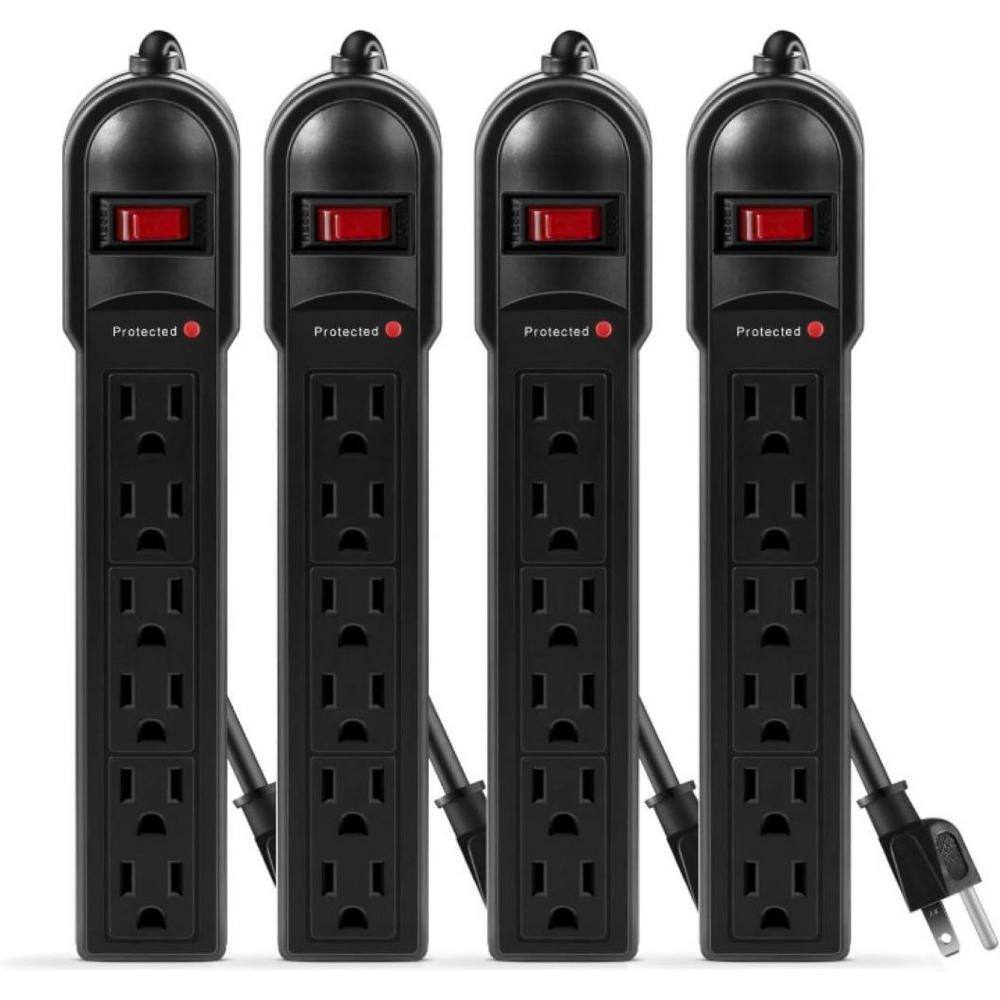 6-Outlet Power Strip Surge Protector with Overload Protection, Switch and 2