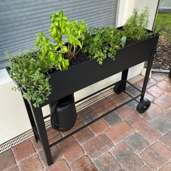 Unbranded 40 in. L x 11 in. W x 31.5 in. H Large Planter Raised Beds with  Legs Outdoor Metal Planter Box D094JMYYLV