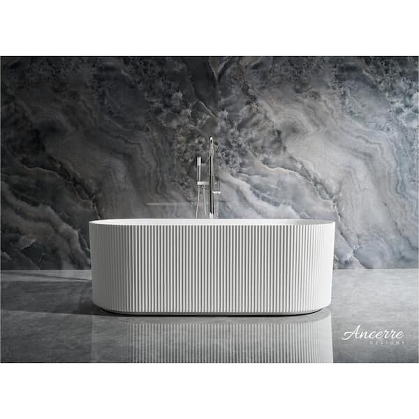 Ancerre Designs Momo 59 in. x 29.5 in. Acrylic Soaking Bathtub with Wall Side Drain in White